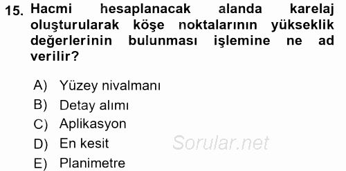 Coğrafi Bilgi Sistemlerine Giriş 2017 - 2018 Ara Sınavı 15.Soru