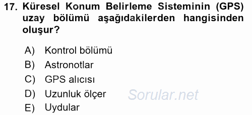 Coğrafi Bilgi Sistemlerine Giriş 2017 - 2018 Ara Sınavı 17.Soru