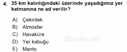 Coğrafi Bilgi Sistemlerine Giriş 2017 - 2018 Ara Sınavı 4.Soru