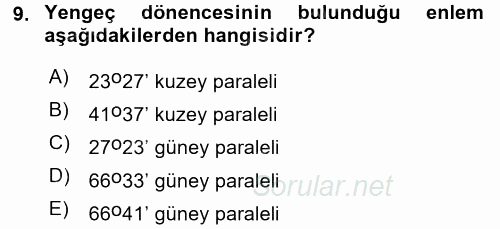 Coğrafi Bilgi Sistemlerine Giriş 2017 - 2018 Ara Sınavı 9.Soru