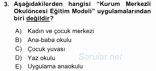 Türk Eğitim Tarihi 2015 - 2016 Ara Sınavı 3.Soru