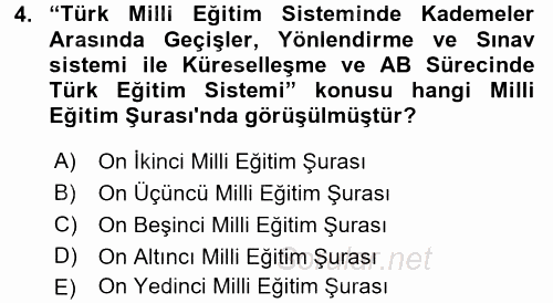 Türk Eğitim Tarihi 2015 - 2016 Ara Sınavı 4.Soru