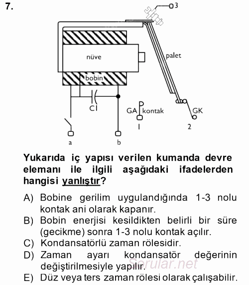 Elektromekanik Kumanda Sistemleri 2013 - 2014 Ara Sınavı 7.Soru