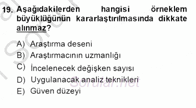 Bilimsel Araştırma Yöntemleri 2014 - 2015 Ara Sınavı 19.Soru