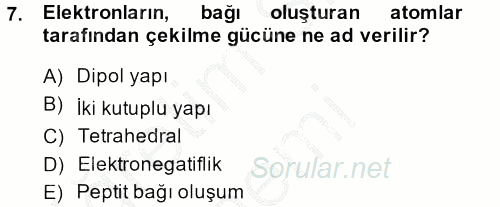 Temel Veteriner Biyokimya 2013 - 2014 Ara Sınavı 7.Soru