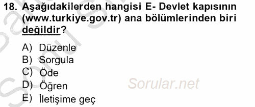 Dış Ticarette Bilgisayar Uygulamaları 2012 - 2013 Dönem Sonu Sınavı 18.Soru