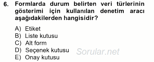 Dış Ticarette Bilgisayar Uygulamaları 2012 - 2013 Dönem Sonu Sınavı 6.Soru