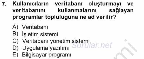 Dış Ticarette Bilgisayar Uygulamaları 2012 - 2013 Dönem Sonu Sınavı 7.Soru