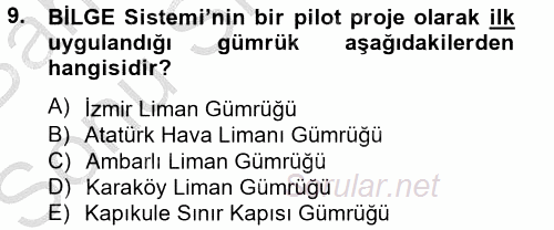 Dış Ticarette Bilgisayar Uygulamaları 2012 - 2013 Dönem Sonu Sınavı 9.Soru