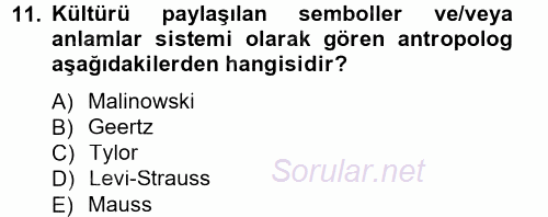 Sosyolojiye Giriş 2014 - 2015 Dönem Sonu Sınavı 11.Soru