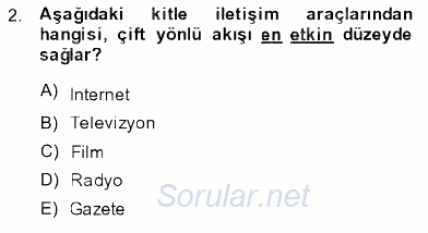 Toplum ve İletişim 2013 - 2014 Dönem Sonu Sınavı 2.Soru