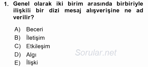 Halkla İlişkiler Ve İletişim 2016 - 2017 Ara Sınavı 1.Soru