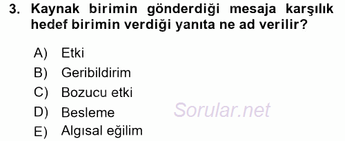 Halkla İlişkiler Ve İletişim 2016 - 2017 Ara Sınavı 3.Soru