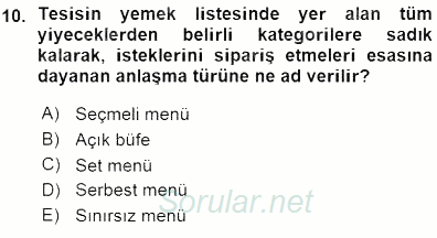 Seyahat Acentacılığı ve Tur Operatörlüğü 2015 - 2016 Ara Sınavı 10.Soru