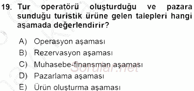 Seyahat Acentacılığı ve Tur Operatörlüğü 2015 - 2016 Ara Sınavı 19.Soru