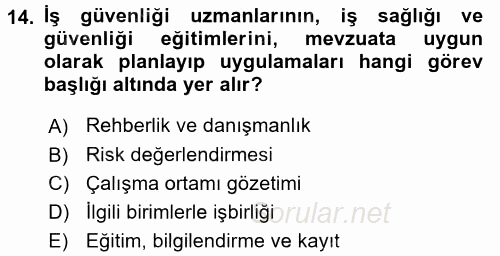 Çalışma Yaşamının Denetimi 2015 - 2016 Dönem Sonu Sınavı 14.Soru