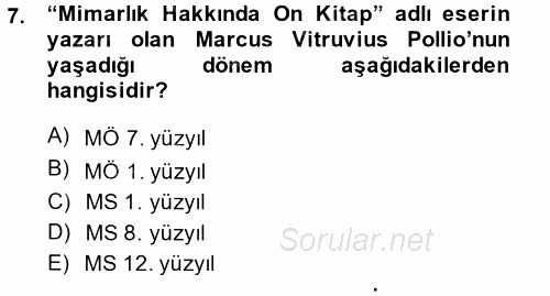 Kentsel ve Çevresel Koruma 2014 - 2015 Ara Sınavı 7.Soru