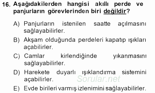 Ev Teknolojisi 2013 - 2014 Dönem Sonu Sınavı 16.Soru