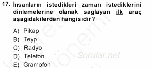 Ev Teknolojisi 2013 - 2014 Dönem Sonu Sınavı 17.Soru