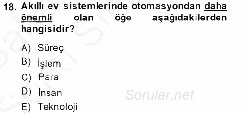 Ev Teknolojisi 2013 - 2014 Dönem Sonu Sınavı 18.Soru