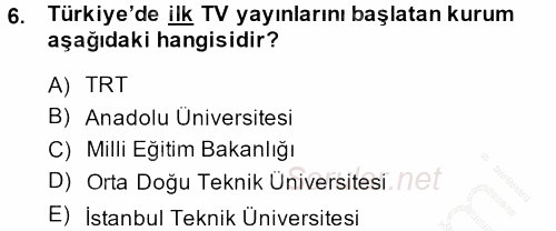 Ev Teknolojisi 2013 - 2014 Dönem Sonu Sınavı 6.Soru