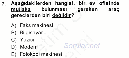Ev Teknolojisi 2013 - 2014 Dönem Sonu Sınavı 7.Soru