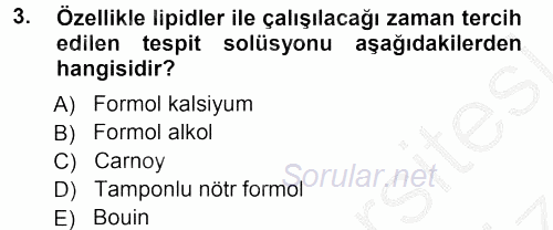 Temel Veteriner Histoloji ve Embriyoloji 2012 - 2013 Ara Sınavı 3.Soru
