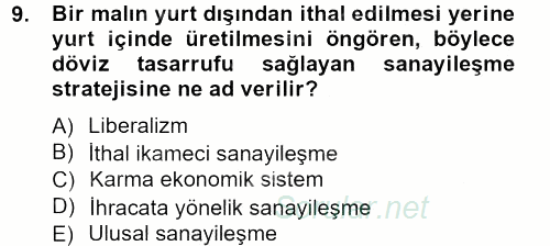 Türkiye´nin Toplumsal Yapısı 2012 - 2013 Dönem Sonu Sınavı 9.Soru