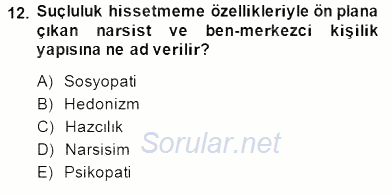 Kriminoloji 2014 - 2015 Ara Sınavı 12.Soru