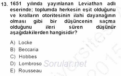 Kriminoloji 2014 - 2015 Ara Sınavı 13.Soru