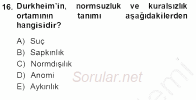 Kriminoloji 2014 - 2015 Ara Sınavı 16.Soru