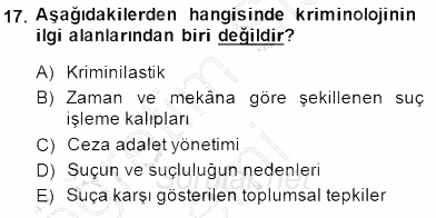 Kriminoloji 2014 - 2015 Ara Sınavı 17.Soru