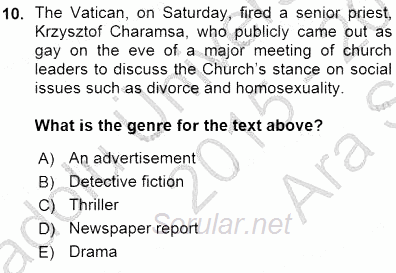 Okuma Ve Dinleme Öğretimi 2015 - 2016 Ara Sınavı 10.Soru