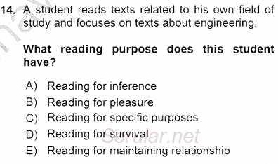 Okuma Ve Dinleme Öğretimi 2015 - 2016 Ara Sınavı 14.Soru