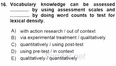 Okuma Ve Dinleme Öğretimi 2015 - 2016 Ara Sınavı 16.Soru