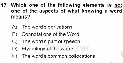 Okuma Ve Dinleme Öğretimi 2015 - 2016 Ara Sınavı 17.Soru
