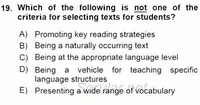 Okuma Ve Dinleme Öğretimi 2015 - 2016 Ara Sınavı 19.Soru