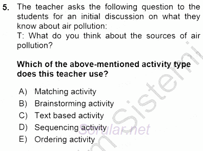 Okuma Ve Dinleme Öğretimi 2015 - 2016 Ara Sınavı 5.Soru