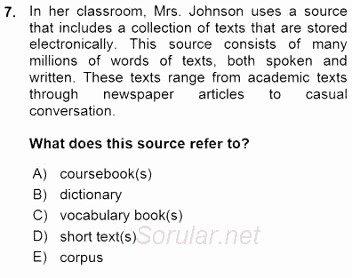 Okuma Ve Dinleme Öğretimi 2015 - 2016 Ara Sınavı 7.Soru
