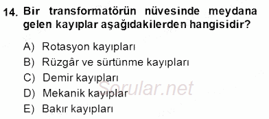 Elektrik Makinaları 2014 - 2015 Ara Sınavı 14.Soru