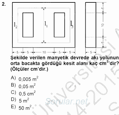 Elektrik Makinaları 2014 - 2015 Ara Sınavı 2.Soru