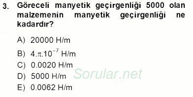 Elektrik Makinaları 2014 - 2015 Ara Sınavı 3.Soru