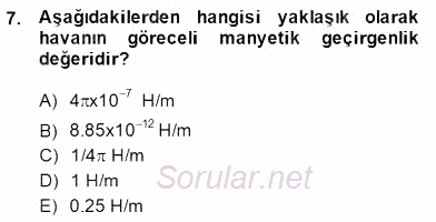 Elektrik Makinaları 2014 - 2015 Ara Sınavı 7.Soru