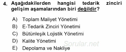 Tedarik Zinciri Yönetimi 2015 - 2016 Ara Sınavı 4.Soru