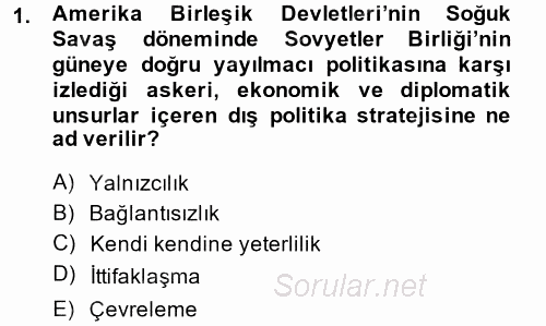 Orta Doğuda Siyaset 2013 - 2014 Ara Sınavı 1.Soru