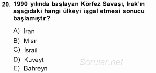 Orta Doğuda Siyaset 2013 - 2014 Ara Sınavı 20.Soru