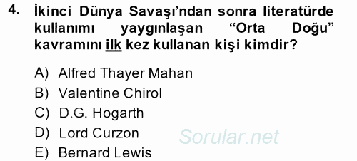 Orta Doğuda Siyaset 2013 - 2014 Ara Sınavı 4.Soru