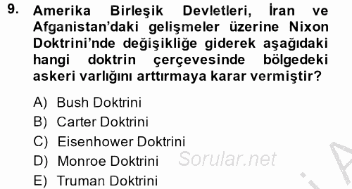 Orta Doğuda Siyaset 2013 - 2014 Ara Sınavı 9.Soru