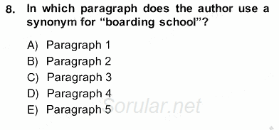 Okuma Ve Yazma Becerileri 2 2013 - 2014 Ara Sınavı 8.Soru