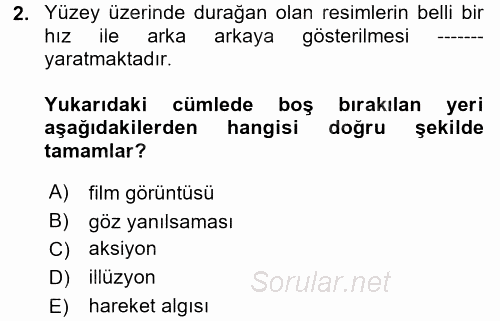 Kamera Tekniğine Giriş 2017 - 2018 Dönem Sonu Sınavı 2.Soru